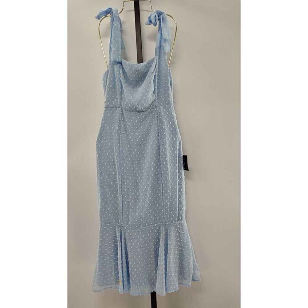 Lulu's Light Blue Swiss Dot Tie-Strap Midi Dress